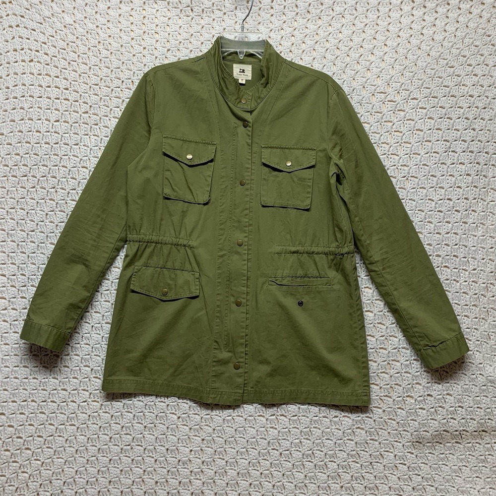 Cotton Candy Military Jacket Women Size Small Olive Green Snap And Full Zip Coat